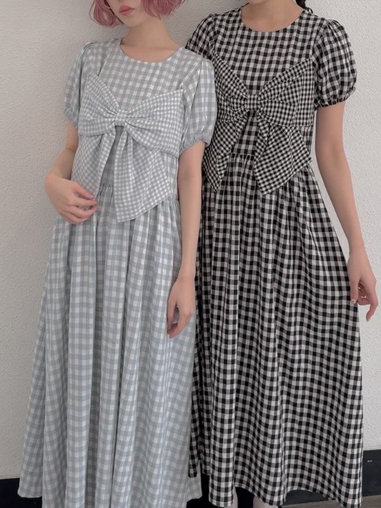 Sweet  Knot Plaid Dress New Ar - Anime Merchandise In Japanese review and price